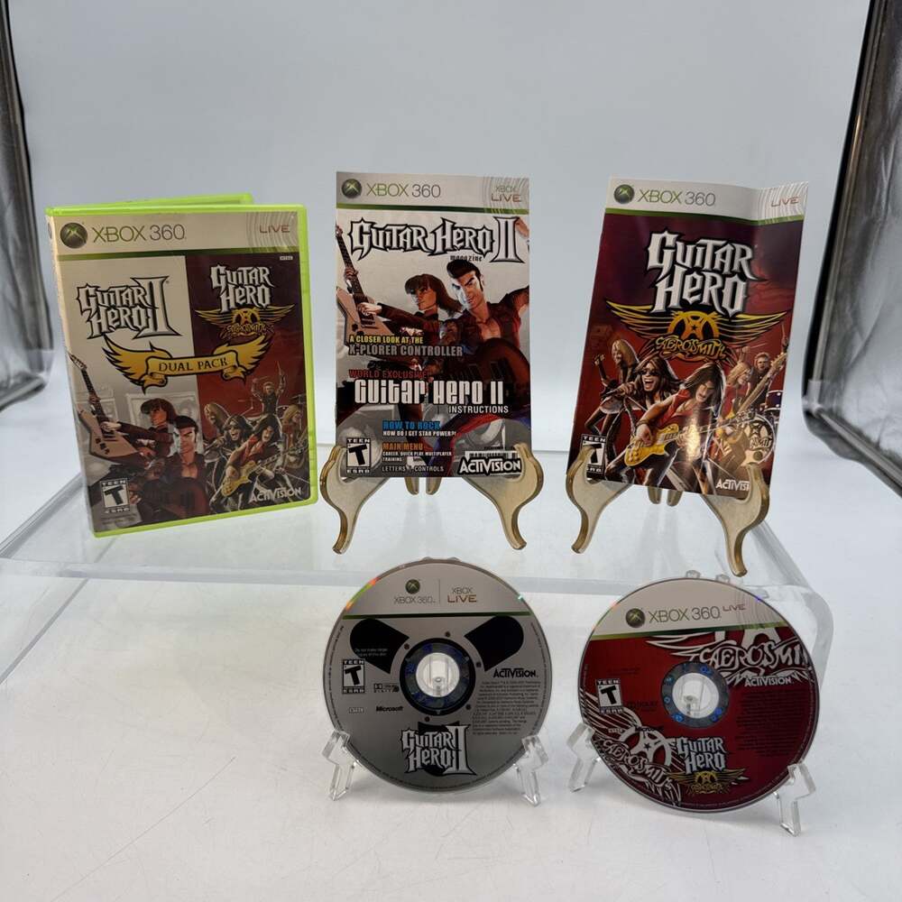 Guitar Hero II/Guitar Hero: Aerosmith Dual Pack (Xbox 360, 2008)Complete